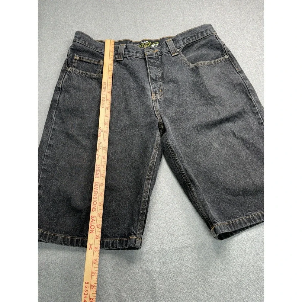 Vintage Anchor Blue Baggy Jean Shorts Jorts Sz 36 Black Denim Skater y2K